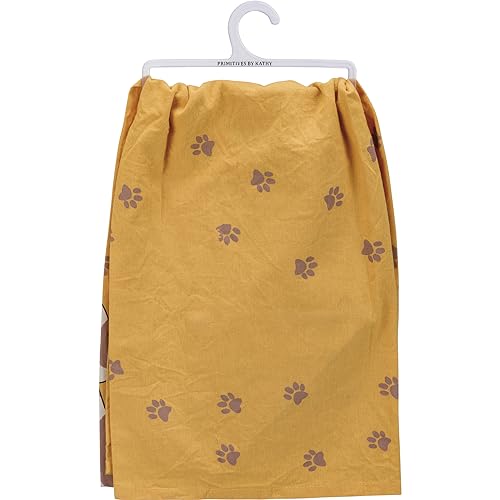 Primitives by Kathy Cotton Dish Towel - Drink Wine Design, 28"x28"