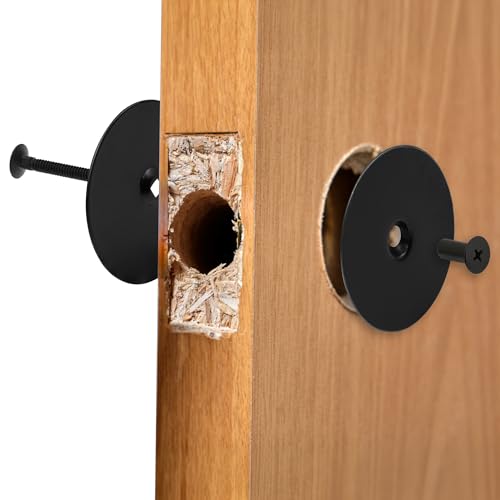 Prime-Line Door Hole Cover Plate 2-5/8 inch Matte Black Steel for Unused Door Openings