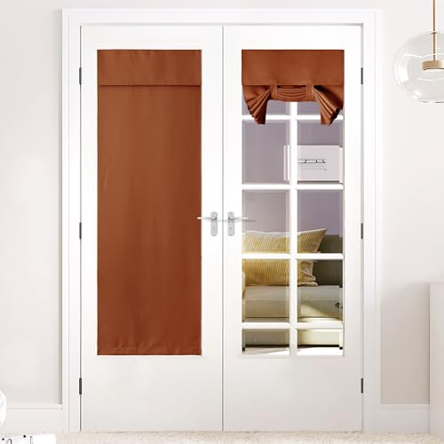 NICETOWN Burnt Orange Blackout French Door Curtain 26"W x 72"L Pack of 1
