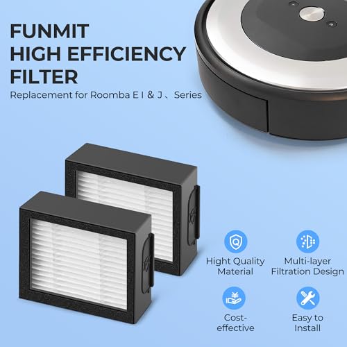 Funmit Replacement Filters for Roomba i & e Series - 6 Pack with Brush