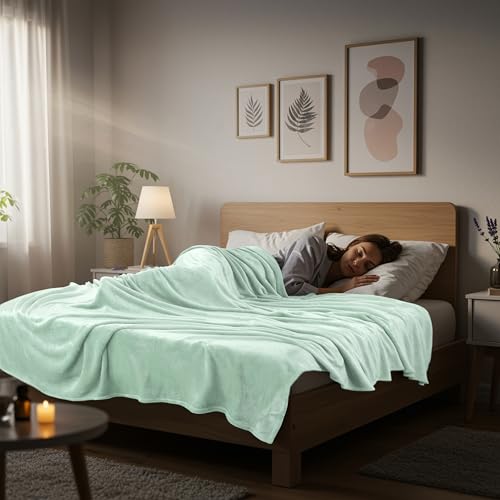 Utopia Bedding Soft Fleece Blanket Queen Size - Mint Green (90x90 Inch)