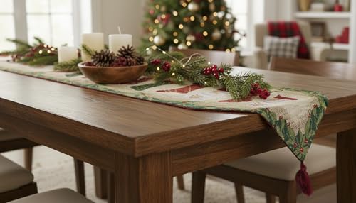 Christmas Stocking Holiday Table Runner 13 x 90 Inches - Festive Decor