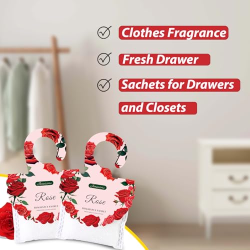 Joanssore 15-Pack Rose Scented Sachets for Drawers and Closets