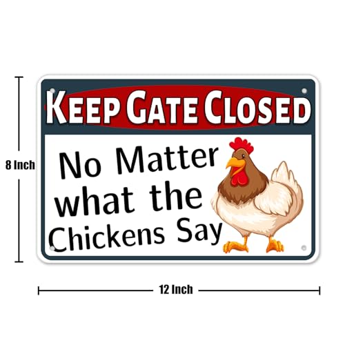 Chicken Warning Metal Tin Sign - 8"x12" Funny Plaque Art