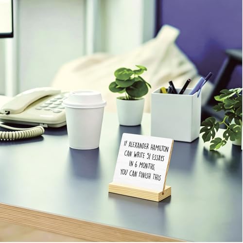 Inspirational Wooden Desk Plaque Sign - 4x4 Inch Motivational Gift