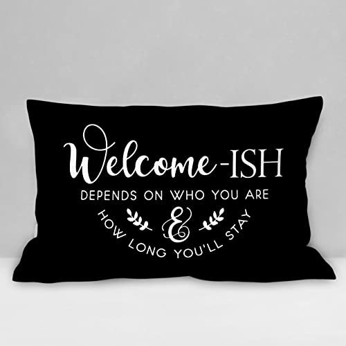 Burosev Rustic Welcome Pillow Cover 18x18 Inches - Farmhouse Decor Throw Cushion