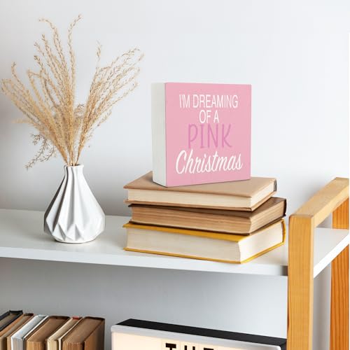 Pink Christmas Wooden Sign - I'm Dreaming Of A Pink Holiday Decor 5x5 Inches - Variations of THIS listing
