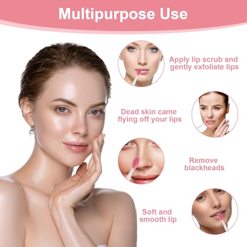 Silicone Lip Scrub Brush 10 Pcs 3-in-1 Exfoliator & Mask Applicator