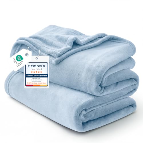 Bedsure Fleece Throw Blanket 50x70 XL, Lightweight Plush Sofa Blanket - Blue