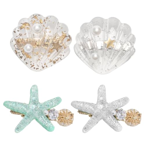 Starfish Hair Clips Set Acrylic Resin Mermaid Hair Accessories for Women