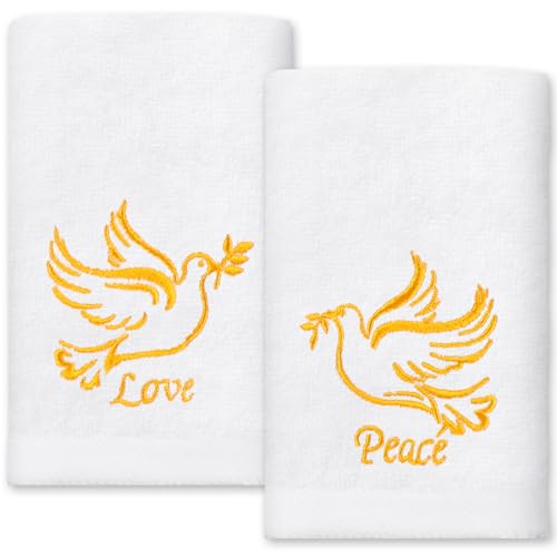Buryeah Peace Love Embroidered Hand Towels - 2 Pcs Christian Pastor Gift Set
