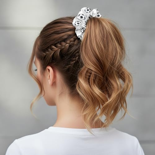 Jaarssho Black & White Soccer Hair Ties - 20 Pcs Elastic Sports Hair Accessories for Girls and Women