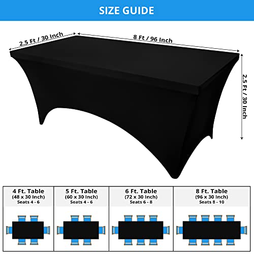 Utopia Kitchen 8ft Spandex Tablecloth, 2-Pack Fitted Black Stretch Cover