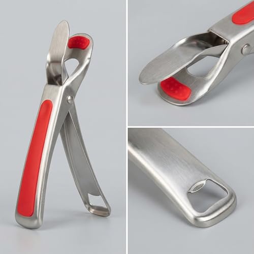 Stainless Steel Hot Plate Gripper Tongs with Non-Slip Pad