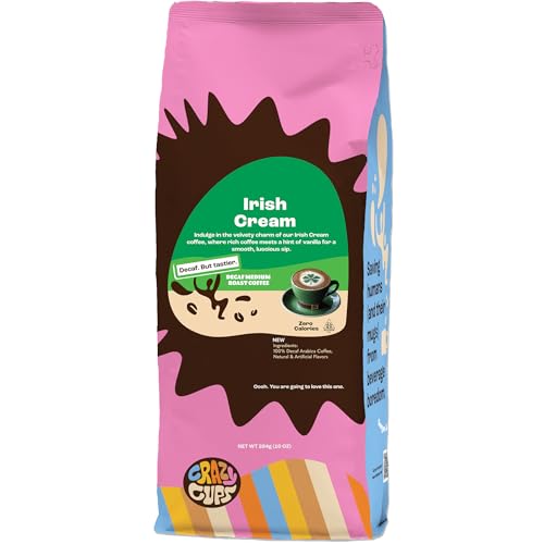 Crazy Cups Decaf Irish Cream Ground Coffee, 10 oz Bag