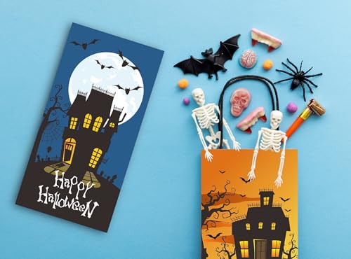Halloween Treat Paper Bags - 40-Pack with Spooky Designs
