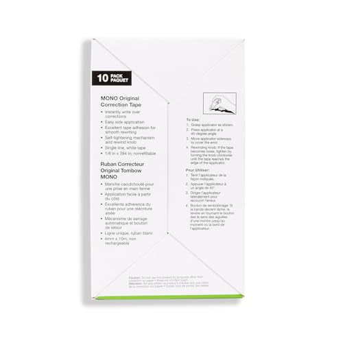 Tombow MONO Original Correction Tape, 10-Pack - Easy Applicator