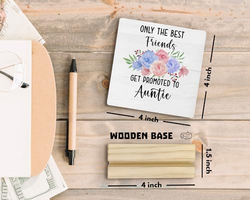 Auntie Gifts Wooden Desk Decor Plaque | 4x4 Inch Funny Sign