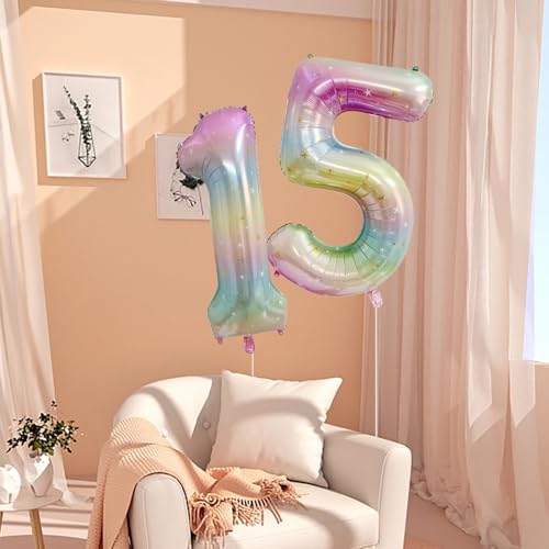 40-Inch Rainbow Number 50 Foil Balloon for 50th Birthday Party