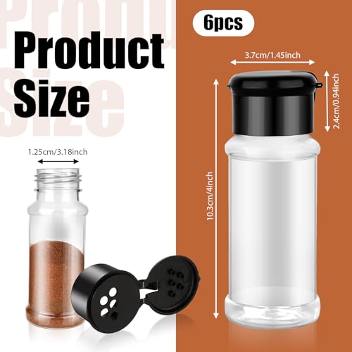 6 Pack 3 Oz Clear Spice Jars with Shaker Lids for Kitchen