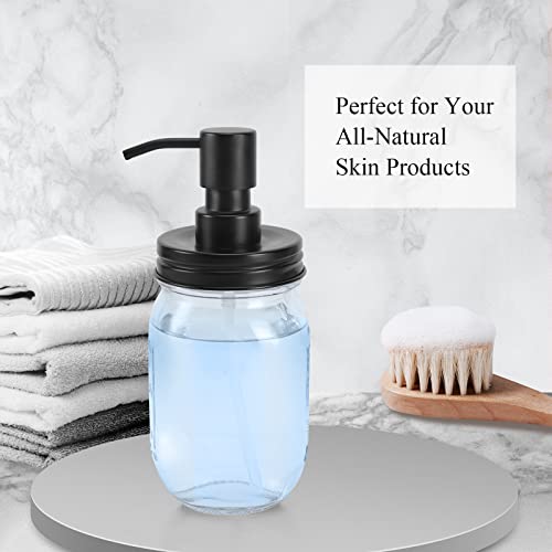 Mason Jar Soap Dispenser - 16oz Black Stainless Steel - Ideal for Kitchen & Bathroom