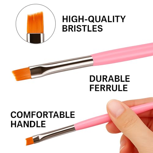 HomTop 8-Piece Nail Art Brush Set - Flat and Angled Painting Brushes for Acrylic and Gel Design