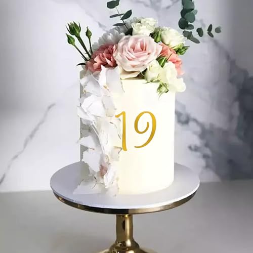 Gold Acrylic Number Cake Toppers Set (0-9) - 10 Pcs for Celebrations