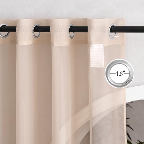 NICETOWN Taupe Sheer Curtains 72" Grommet Window Panels - 2 Pack