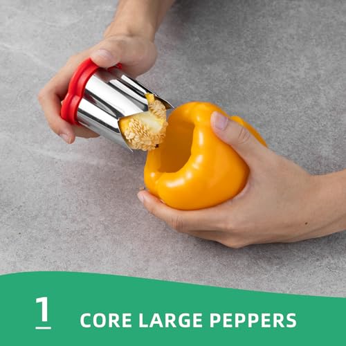 Mage Crab 2-in-1 Bell Pepper Seed Corer Tool - Stainless Steel, Yellow