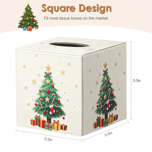 Luxspire Christmas Tissue Box Cover Holder Magnetic Christmas Tree