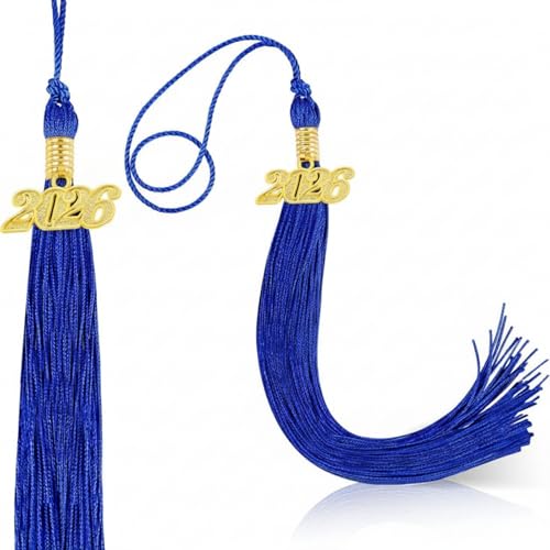 Dingion 2 Pcs Royal Blue Graduation Tassel Class of 2026 Cap Decoration