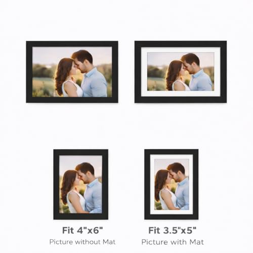 LunaFryndge 4x6 Picture Frame - Black Plastic, Wall & Tabletop Display