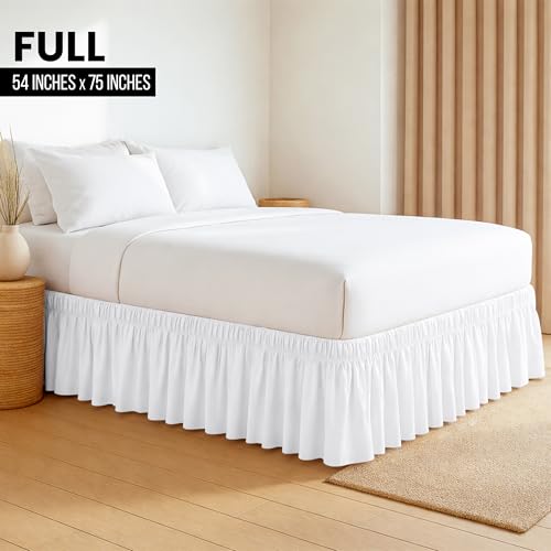Utopia Bedding Full Size Bed Skirt - Adjustable Ruffle Design, 16-Inch Drop, White