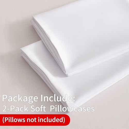 BEDSUM Standard Microfiber Pillowcases - Set of 2, 20x26, White