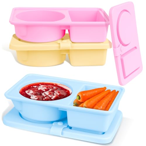 Tizuxa 3-Pack Silicone Snack Containers - Double Compartment Mix