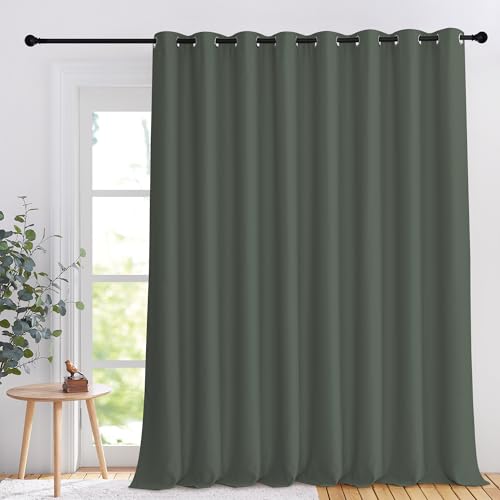 NICETOWN Thermal Insulated Blackout Patio Curtain, 120"W x 108"L, Dark Mallard