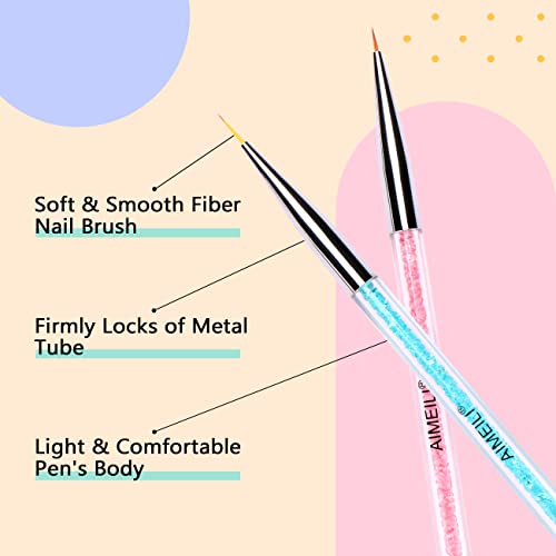 AIMEILI Nail Art Brushes Set & Dotting Pen Kit for Gel Polish Design