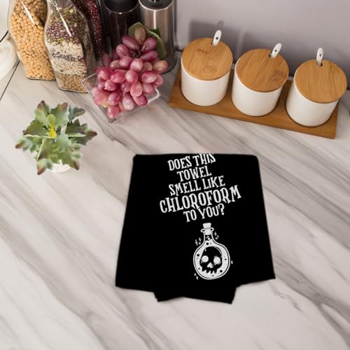 Funny Goth Witchy Hand Towel - Does This Towel Smell Like Chloroform 16x24