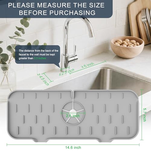 Gosmol Silicone Kitchen Sink Splash Guard - 14.6x5.7 Inch Faucet Drip Mat
