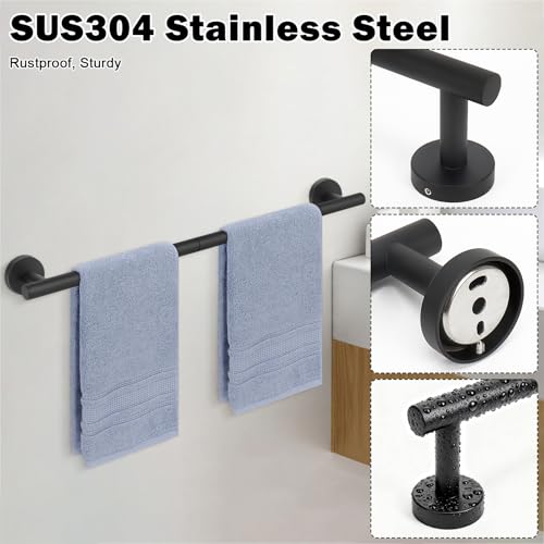 Livabber 24-Inch Black Towel Bar, 304 Stainless Steel Wall-Mounted Rack