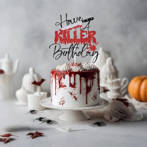 Black Glitter Halloween Cake Topper - Have A Killer Birthday