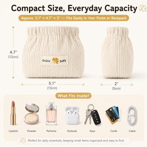 3-Piece Corduroy Makeup Bags Set Portable Travel Cosmetic Pouches