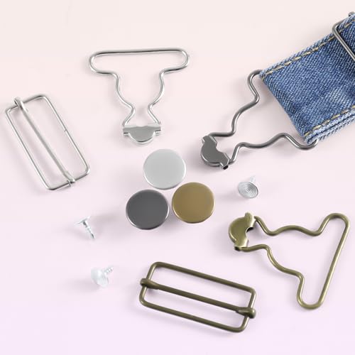 Metal Overall Buckles Set - 6 Durable Clips with Adjustable Sliders