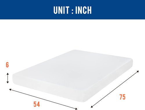 FDW Gel Memory Foam Mattress - 6 Inch Medium Firm | Pressure Relief & Cooling | White Bed in a Box