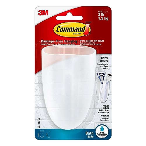 Command Transparent Bath Razor Holder with Water-Resistant Strip