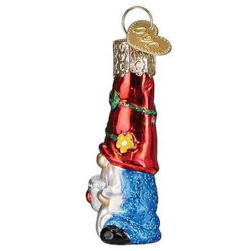 Mini Garden Gnome Glass Ornament for Christmas Tree Handcrafted Holiday Decor