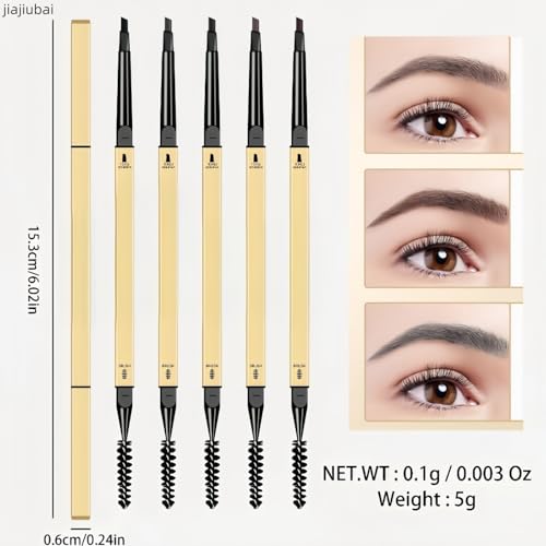 Dual-Ended Waterproof Eyebrow Pencil Set - 5 Colors Sweat-Proof