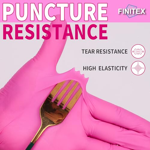 FINITEX Rose Red Nitrile Disposable Gloves - 3.5mil Powder-Free (Small)
