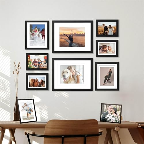 YCCXBW 8x10 Picture Frame with Mat for 4x6 & 5x7 Photos - Black