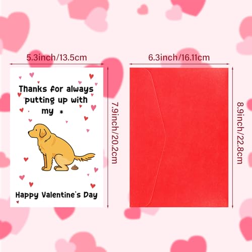 Funny Dog Valentine's Day Card with Gold Envelope - 8x5.2 in